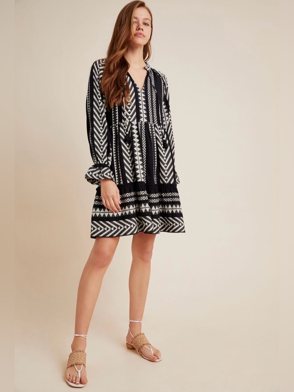 Anthropologie Maeve Dominique Tunic Dress in black and white size XS